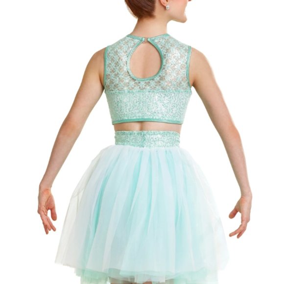 Two Piece Sparkly Mint Ballet Costume - Picture 1 of 6